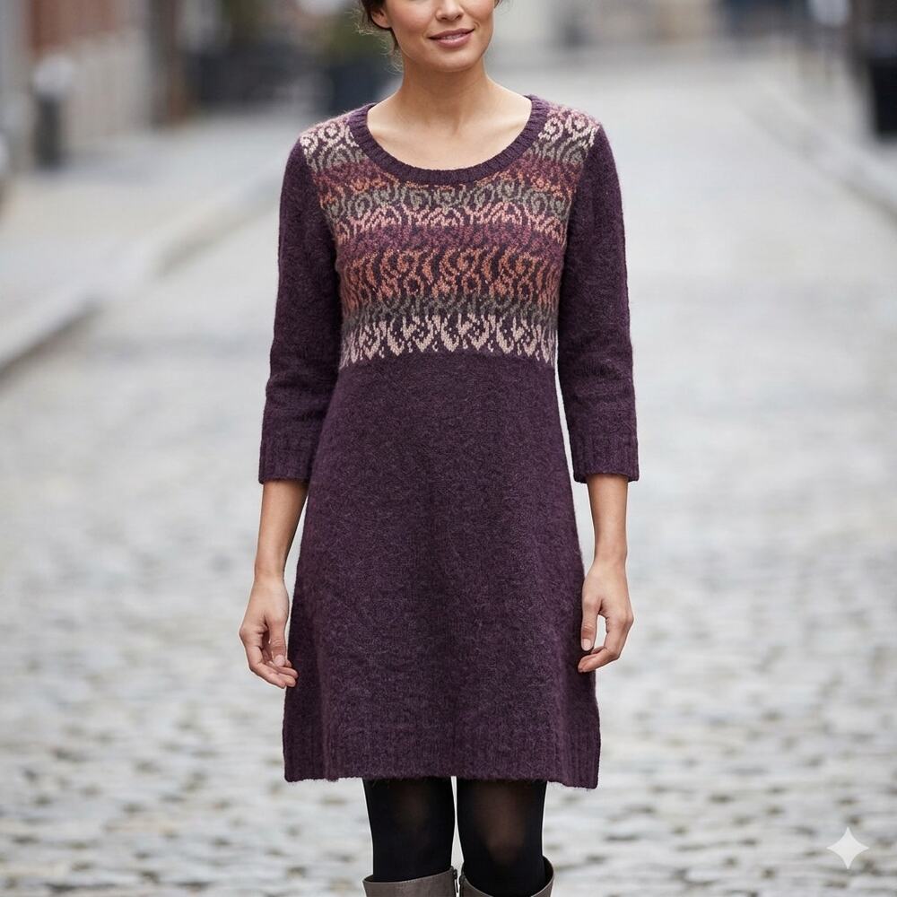 Peruvian Connection Alpaca Wool Sweater Dress Women's Size M Casual 3/4 Sleeves